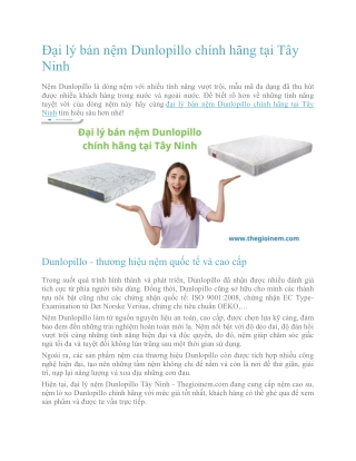 Đại lý bán nệm Dunlopillo chính hãng tại Tây Ninh