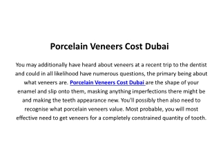 Porcelain Veneers Cost Dubai