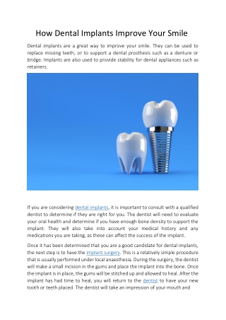 How Dental Implants Improve Your Smile