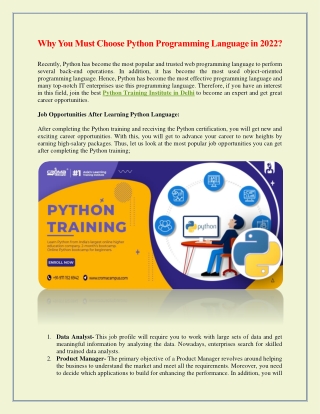 Why You Must Choose Python Programming Language in 2022