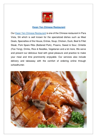 15% Off - Kwan Yen Chinese Restaurant Menu Para Vista, SA