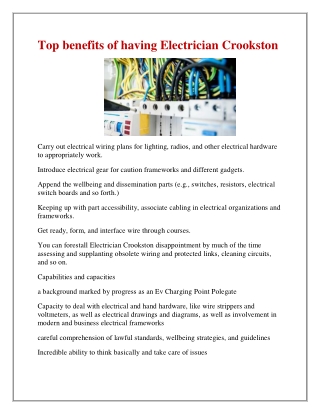 Get The Best Electrical Installations in Crookston.