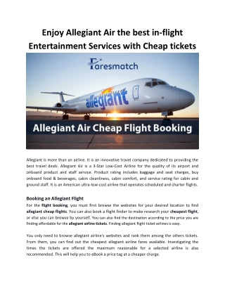 Enjoy Allegiant Air the best in-flight Entertainment Services with Cheap tickets (1)