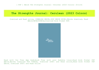 [ PDF ] Ebook The Strengths Journal Cerulean (2023 Colors) [R.A.R]