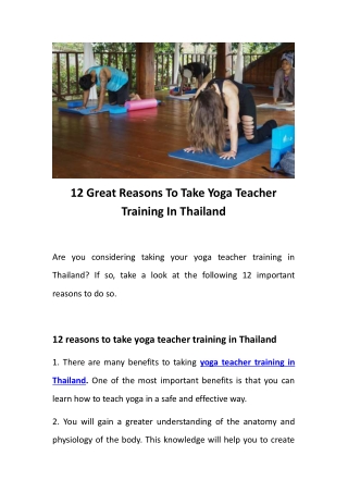 12 Great Reasons To Take Yoga Teacher Training In Thailand