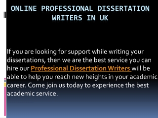 Online Professional Dissertation Writers in UK