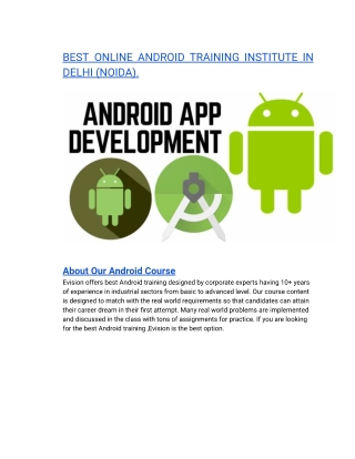 BEST ONLINE ANDROID TRAINING INSTITUTE IN DELHI (NOIDA).