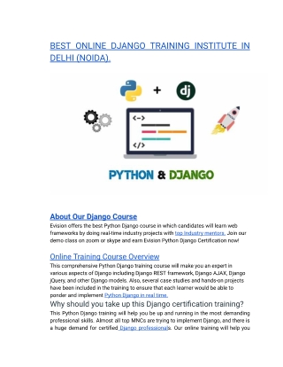 BEST ONLINE DJANGO TRAINING INSTITUTE IN DELHI (NOIDA).