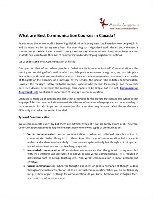 What are Best Communication Courses in Canada