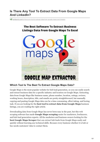 Is There Any Tool To Extract Data From Google Maps
