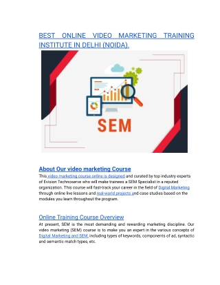 BEST ONLINE VIDEO MARKETING TRAINING INSTITUTE IN DELHI (NOIDA).