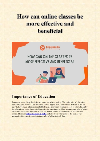 How can online classes be more effective and beneficial