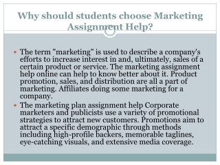 Why should students choose Marketing Assignment Help?