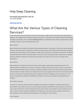 Holy Deep Cleaning