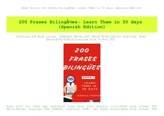 Read Online 200 Frases BilingÃƒÂ¼es Learn Them in 50 days (Spanish Edition) (DOWNLOAD E.B.O.O.K.^)