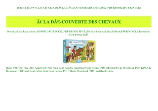 [F.R.E.E D.O.W.N.L.O.A.D R.E.A.D] ÃƒÂ€ LA DÃƒÂ‰COUVERTE DES CHEVAUX [PDF EBOOK EPUB KINDLE]