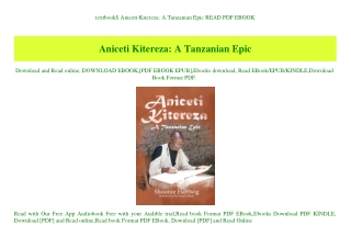 textbook$ Aniceti Kitereza A Tanzanian Epic READ PDF EBOOK
