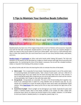 5 Tips to Maintain Your GemDuo Beads Collection