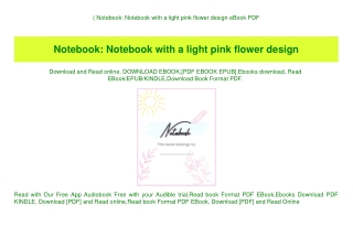 (B.O.O.K.$ Notebook Notebook with a light pink flower design eBook PDF