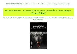 [PDF] DOWNLOAD READ Sherlock Holmes - Le chien des Baskerville (AnnotÃƒÂ©) Livre bilingue (French Edition) pdf free