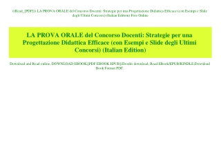 ((Read_[PDF])) LA PROVA ORALE del Concorso Docenti Strategie per una Progettazione Didattica Efficace (con Esempi e Slid