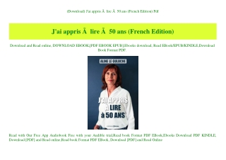 (Download) J'ai appris ÃƒÂ  lire ÃƒÂ  50 ans (French Edition) Pdf