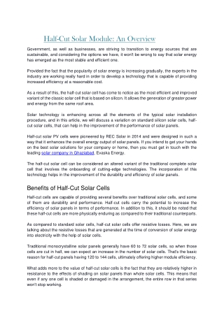 Half-Cut Solar Module_ An Overview