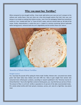 Why you must buy Tortillas
