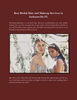 Best Bridal Hair and Makeup Services in Jacksonville FL