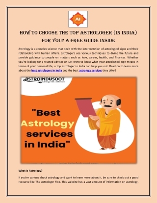 How To Choose The top Astrologer (in India) For You A Free Guide Inside