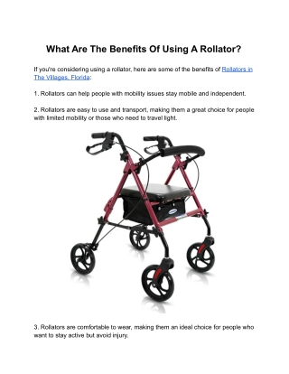 What Are The Benefits Of Using A Rollator?