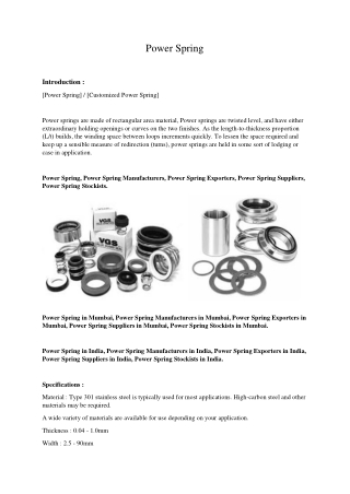 Power Spring Manufacturers