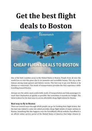 Get the best flight deals to Boston