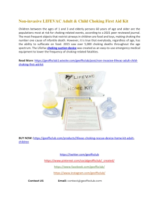 Non-invasive LIFEVAC Adult & Child Choking First Aid Kit