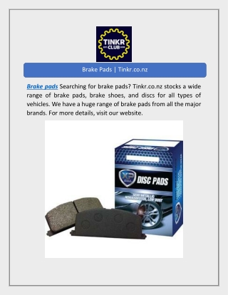 Brake Pads | Tinkr.co.nz