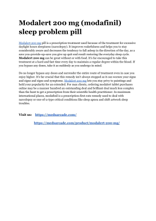 Modalert 200 mg (modafinil) sleep problem pill