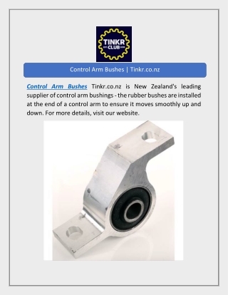 Control Arm Bushes | Tinkr.co.nz