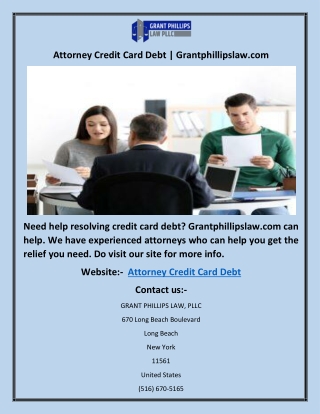 Attorney Credit Card Debt | Grantphillipslaw.com