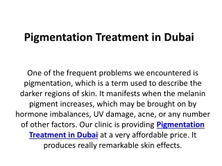 Pigmentation Treatment in Dubai