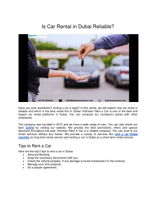 Is Car Rental in Dubai Reliable