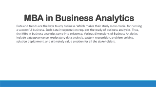 MBA in Business Analytics