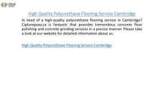 High Quality Polyurethane Flooring Service Cambridge  Cipkarepoxy.ca