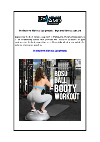 Melbourne Fitness Equipment  Dynamofitness.com.au