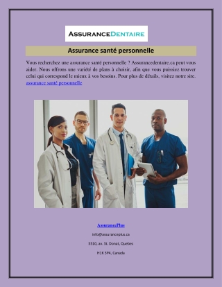 Assurance santé personnelle  Assurancedentaire.ca