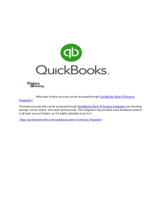 What type of bank accounts can be accessed through QuickBooks Bank Of America In