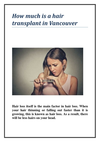 How much is a hair transplant in Vancouver
