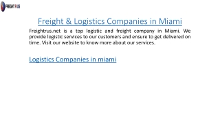 Freight & Logistics Companies in Miami