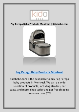 Peg Perego Baby Products Montreal | Kidobebe.com