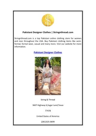 Pakistani Designer Clothes Stringnthread.com