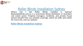 Roller Blinds Installation Sydney  Realestateblinds.com.au